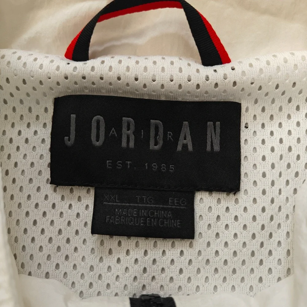 JORDAN Mens Windbreaker Jacket XXL White Red Nylon Colorblock Streetwear